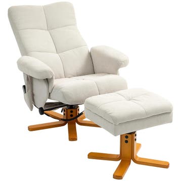 TRUUSK Relaxstoel Massagestoel met Kruk - TV-stoel 360° Draa, Verzenden, Nieuw