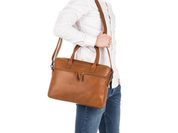 BURKELY Kiley - Laptopbag 13,3 inch - Hunter leer - Cognac, Sieraden, Tassen en Uiterlijk, Tassen | Schoudertassen, Verzenden