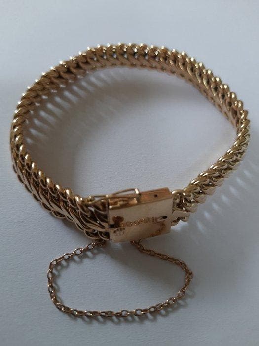Schakelarmband - 14 karaat Geel goud - 14Kr dubbele gourmet, Sieraden, Tassen en Uiterlijk, Antieke sieraden