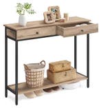Consoletafel Landelijk - 2 Laden, Metaal, Hout, 100×30cm, Antiek en Kunst, Verzenden