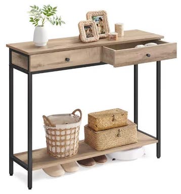 Consoletafel Landelijk - 2 Laden, Metaal, Hout, 100×30cm, Verzenden