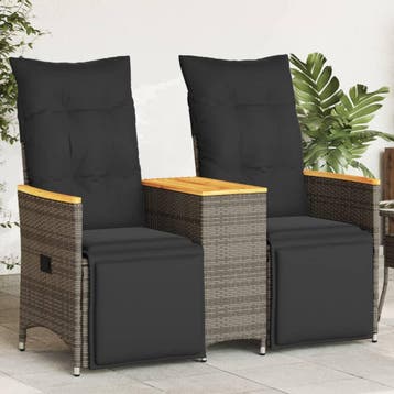 vidaXL Tuinbank 2-zits verstelbaar met tafel poly rattan, Tuin en Terras, Tuinsets en Loungesets, Verzenden, Nieuw