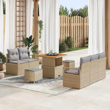 Tuin Sofa Set Met Kussen 8 Pcs Poly Riet - 80 cm, Tuin en Terras, Tuinsets en Loungesets, Verzenden, Nieuw