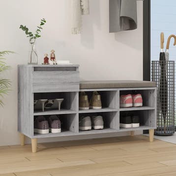 vidaXL Schoenenkast 102x36x60 cm bewerkt hout sonoma grijs, Verzenden, Nieuw