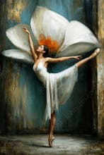 John Joseb Art glasschilderij Ballerina met bloem surrealism, Minder dan 50 cm, Verzenden, Nieuw, Schilderij