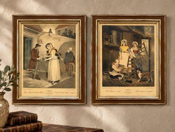 Wanddecoratie - Set van 2 ingelijste kleurendrukken –