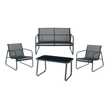 Tuinset 4-delig Anzi loungeset zwart casa.pro, Verzenden, Nieuw