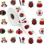 Sluitstickers lieveheersbeestje rond etiket 2,5 cm rol 500, Ophalen of Verzenden, Nieuw