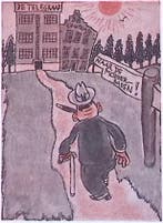 Dagbladen als modderbaden op spotprent (lijst optie), Verzenden