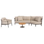 Ezra chaise longue organische loungeset 4 delig teak terre, Ophalen of Verzenden, Nieuw