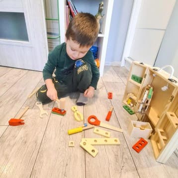 Ruhhy Houten Gereedschapskist Set voor Kinderen - Veilig..., Ophalen of Verzenden, Nieuw