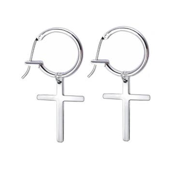 Fako Bijoux - Oorringen Met Kruisje - 14mm - Zilverkleurig, Verzenden, Nieuw