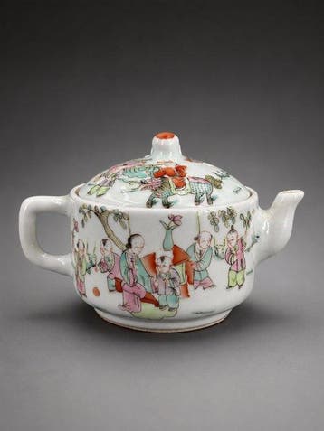 Theepot - Porselein - Honderd kinderen, Antiek en Kunst