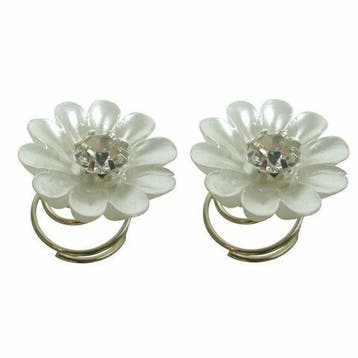 Haarspeld Curlies 1.5cm - Bloem Strass Steen - Wit Zilver -, Nieuw