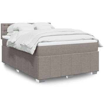 vidaXL Boxspring met matras stof taupe 140x200 cm, Verzenden, 140 cm, 200 cm, Stof