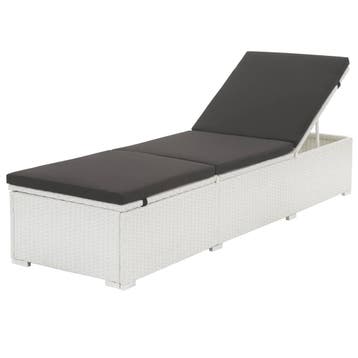vidaXL Ligbed met kussen poly rattan wit, Verzenden, Nieuw