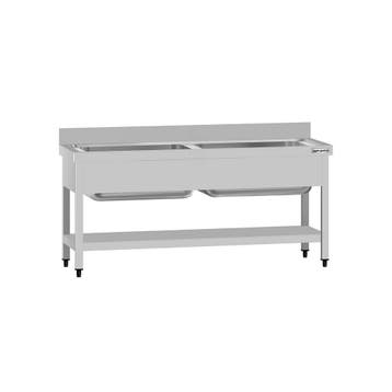 GGM Gastro | RVS spoeltafel ECO - 1600x600mm - met onderblad, Verzenden, Nieuw in verpakking, RVS Meubilair
