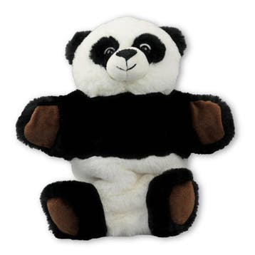 Panda handpop knuffel - pluche - zwart/wit - 22 cm, Verzenden, Nieuw