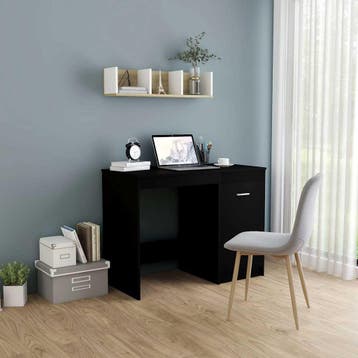 vidaXL Bureau 100x50x76 cm bewerkt hout zwart, Verzenden, Nieuw