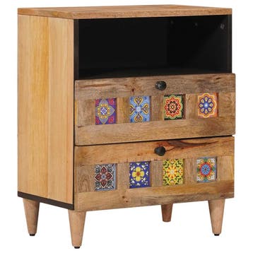 vidaXL Nachtkastje Naturel 50 x 33 x 62 cm Massief Mango, Huis en Inrichting, Slaapkamer | Nachtkastjes, Verzenden, Nieuw, 55 tot 70 cm