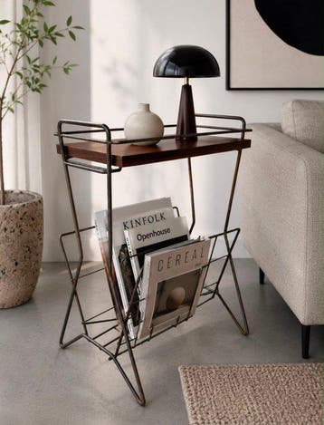 Tijdschriftenhouder - Hout, Metaal - Vintage
