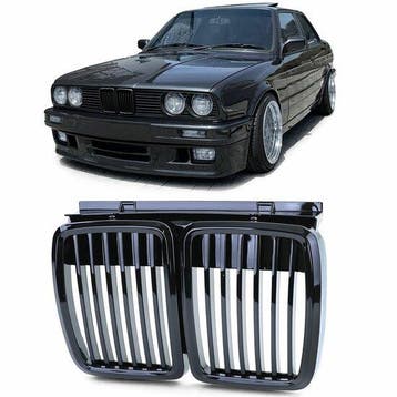Glanzend zwarte grille passend voor BMW 3 serie E30, Verzenden, Nieuw