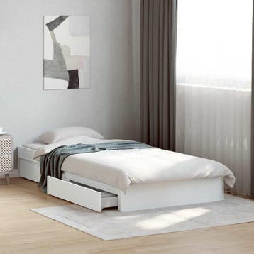 vidaXL Bedframe met lades bewerkt hout wit 100x200 cm, 100 cm, Eenpersoons, Verzenden, Wit