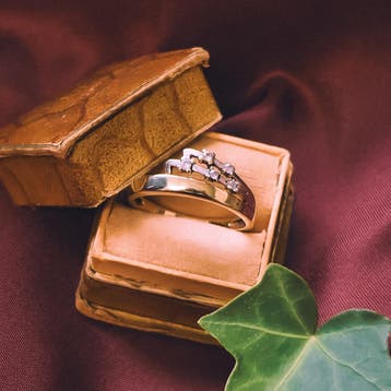 8 karaat bicolor ring met zirconia, Gebruikt, Overige kleuren, 20 of groter, Ophalen of Verzenden
