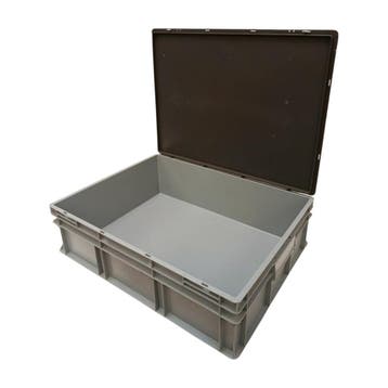 Stapelbak met scharnierdeksel, 800x600x230 mm, euronorm,, Gebruikt, 60 cm of meer, Minder dan 35 cm, Bak of Kist
