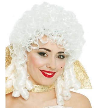 Witte middeleeuwse barok damespruik - Damespruiken, Verzenden, Nieuw