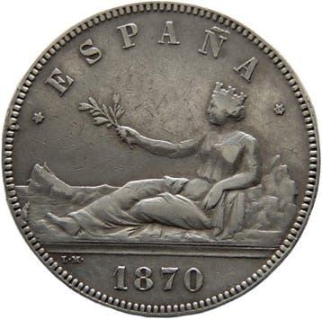 Spanje. Gobierno Provisional. 5 Pesetas Acuñadas en Madrid