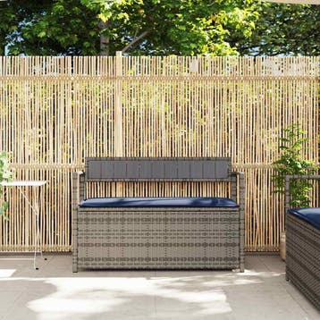vidaXL Tuinbank met kussen, grijs polyrotan, Verzenden, Nieuw