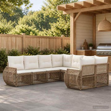vidaXL Tuinbankenset 8 st 8-Aantal zitplaatsen Beige poly, Verzenden, Nieuw, 8 zitplaatsen