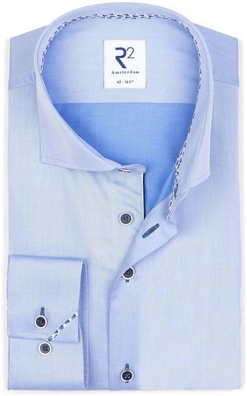 R2 Overhemd Twill Blauw maat 48 Heren, Kleding | Heren, Overhemden, Verzenden, Nieuw, R2 Amsterdam