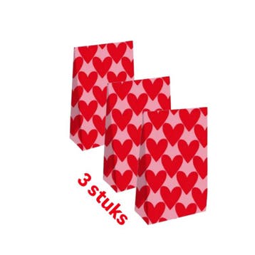 3 Giftbag hartjes XL - roze - rood - liefde - valentijn, Ophalen of Verzenden, Nieuw, Cadeauzakje