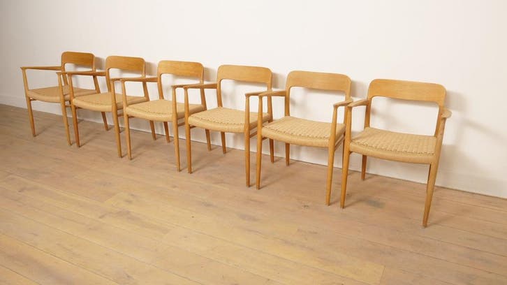 6 x Niels Otto Moller eetkamerstoelen | Model 56 | Eiken |, Huis en Inrichting, Stoelen, Ophalen of Verzenden