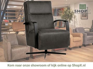 Leren draaifauteuil Award - Kenia Antracite (grijs) -, Nieuw, Ophalen of Verzenden, 50 tot 75 cm, Industrieel, Modern
