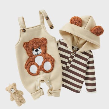 Schattige Baby Jongens Outfit: Gestreept Hoodie met Beren Ov, Verzenden, Nieuw
