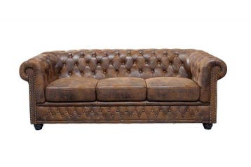 Chesterfield 3-zitsbank 205cm antiekbruin met knoopstiksel, Ophalen of Verzenden, Nieuw