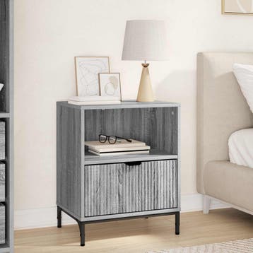 vidaXL Nachtkastje Grijs sonoma 49 x 36 x 61 cm Bewerkt hout, Minder dan 45 cm, Verzenden, Nieuw, 55 tot 70 cm