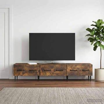 vidaXL TV-kast met lade Gerookt eiken 147 x 34,5 x 30 cm, Minder dan 50 cm, Verzenden, Nieuw, Minder dan 100 cm