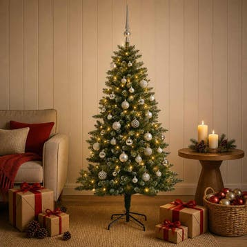 vidaXL Kunstkerstboom met Ballen 120 cm 150 LEDs Warmwit, Verzenden, Nieuw