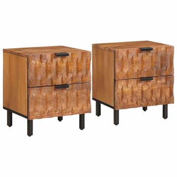 vidaXL Nachtkastje 2 st Bruin 40 x 33 x 46 cm Massief Mango, Minder dan 45 cm, Verzenden, Nieuw, Minder dan 55 cm