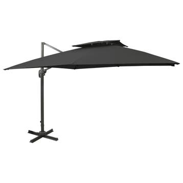 vidaXL Zweefparasol met dubbel dak 300x300 cm zwart, Verzenden, Nieuw, 3 tot 4 meter, Zweefparasol
