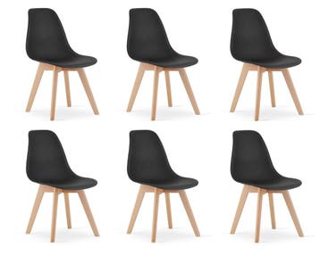 Eetkamerstoelen Zwart 6x | Polypropyleen | Laatste Stuks!, Eenvoudig, Zwart, Nieuw, Ophalen of Verzenden
