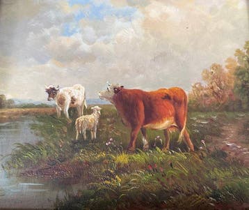 Franse school (XX) - Koeien in landschap