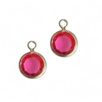 1 x DQ facethanger gekleurd Goud-fuchsia 10 x 7mm (op is..., Ophalen of Verzenden, Nieuw, Bedel