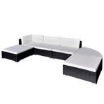 vidaXL 6-delige Loungeset met kussens poly rattan zwart, Verzenden, Nieuw, 6 zitplaatsen, Loungeset