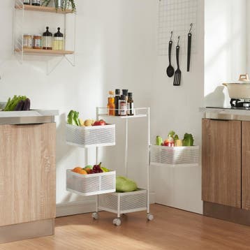 [en.casa] Keukentrolley Sunndal met 4 manden 79,5x27x27 cm w, Verzenden