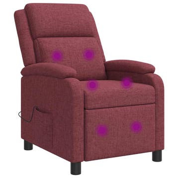 vidaXL Massage Recliner Wijnrood Stof, Verzenden, Nieuw
